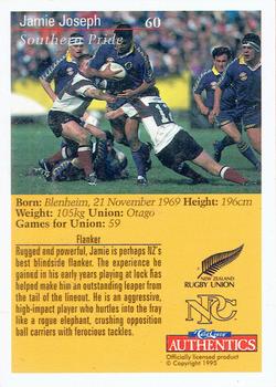 1995 Card Crazy Authentics Rugby Union NPC Superstars #60 Jamie Joseph Back